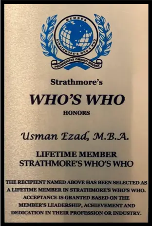 usman ejaz got whos whos distinction